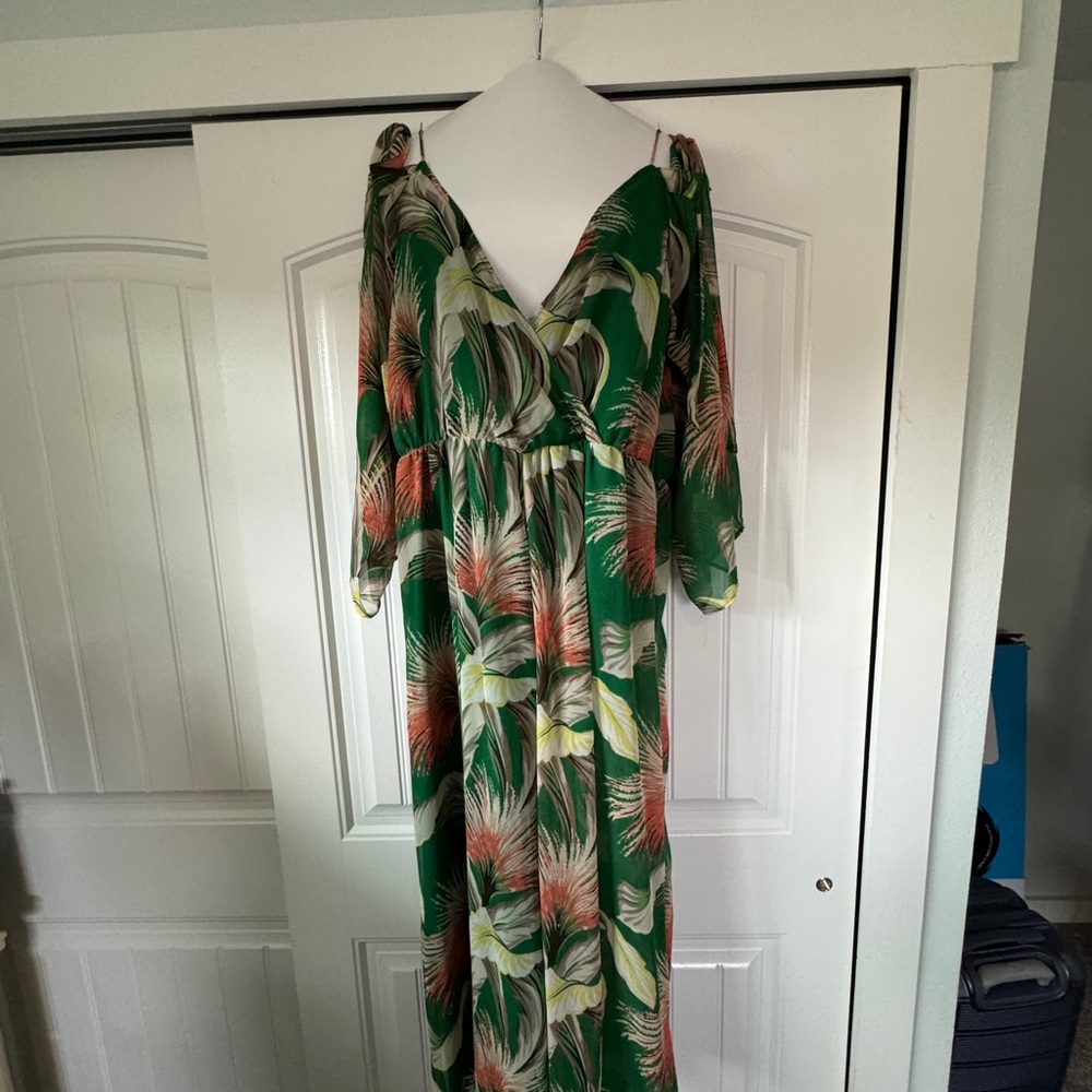 ASOS Green Leaf Print Maxi Romper
